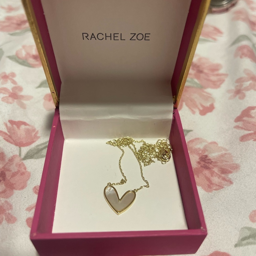 Rachel Zoe Gold and White Heart Necklace
